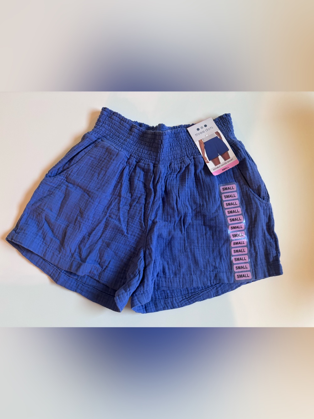 Three Dots Double Gauze Elastic Waist Shorts, Women’s Periwinkle, Size Small
